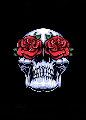 Skull with roses eyes