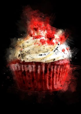 cup cake watercolor black