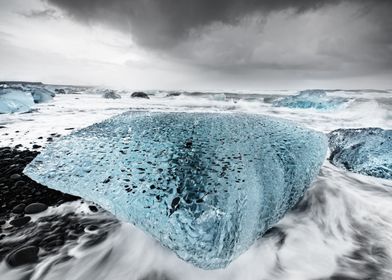 Big block of ice in surf