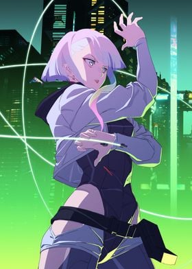 Cyberpunk: Edgerunners, cyberpunk, Cyberpunk 2077, Lucyna Kushinada ( Cyberpunk: Edgerunners), anime, anime girls, landscape