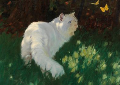 White Cat and Butterflies