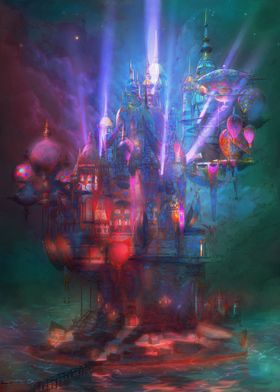 Colorful Fantasy Castle - Abstract Art Print