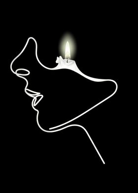 Minimal Face With Candle