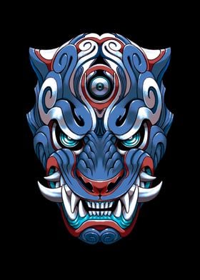 Blue Japanese Tiger mask