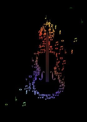 Colorful Violin Notes Art