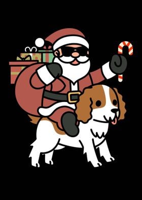 Cavalier Dog Santa Claus