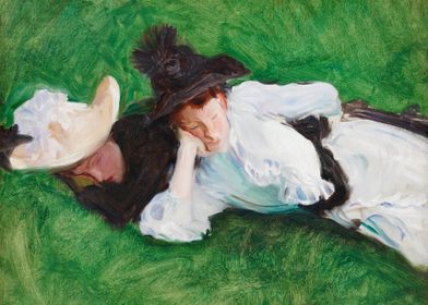 Two Girls on a Lawn