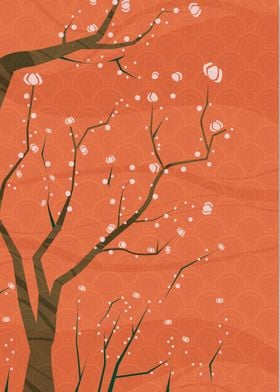 Tree orange background