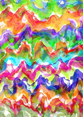 Watercolor Mountain Peaks