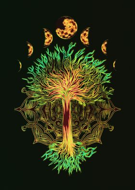 Tree of Life Mandala Moon