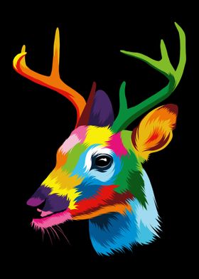 Deer Head Colorful