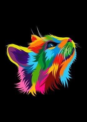 Cat Head Colorful