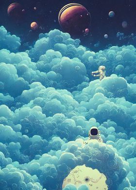 Astronauts above clouds