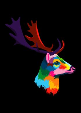 Deer Head Colorful