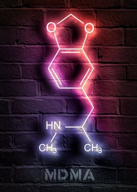MDMA molecule neon
