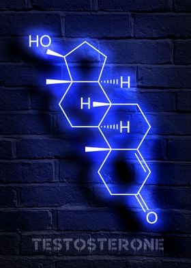 Testosterone neon molecule