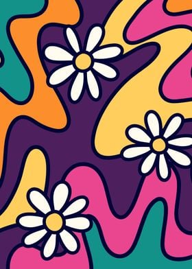 Retro Abstract Daisy Swirl