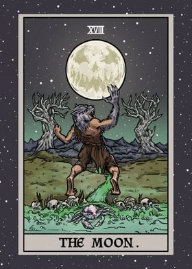 The Moon Terror Tarot Card