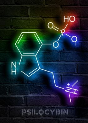 Psilocybin molecule neon
