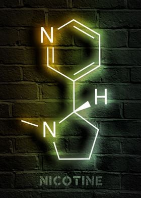 Nicotine molecule neon