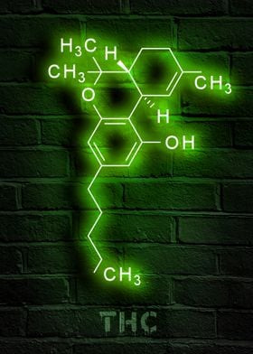 THC molecule neon weed