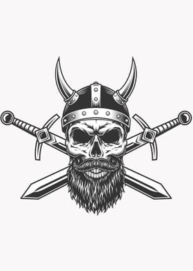 Vintage viking skull