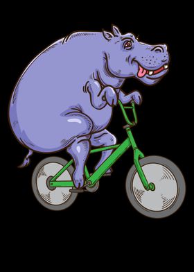 Funny Hippo Riding Bicycle