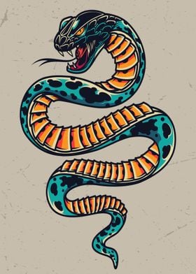 snake colorful tattoo