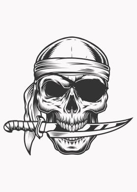 Skull with knife