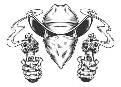 Skull in cowboy hat