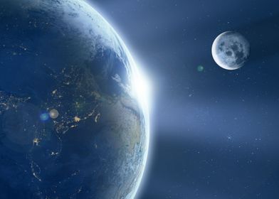 earth with moon