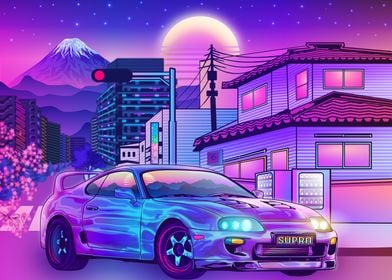 'Toyota Supra mk4 Synthwave' Poster by Ilhamqrov | Displate