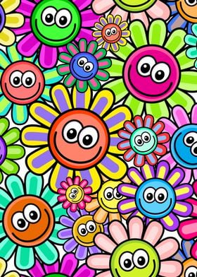 Vibrant Cute Happy Flowers