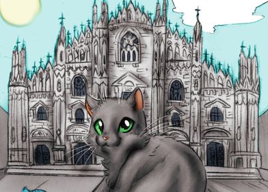 Cat and Milan Cathedral