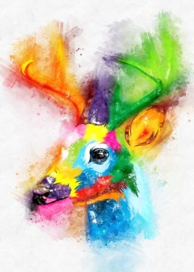 Deer Head Watercolor