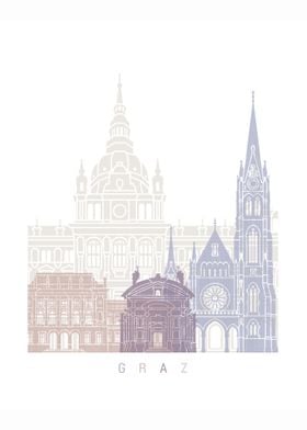 GRAZ SKYLINE POSTER PASTEL