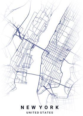 new york city map blue