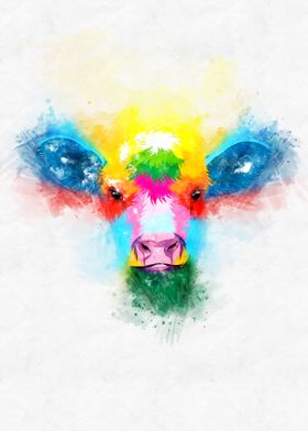 Cow Head Watercolor
