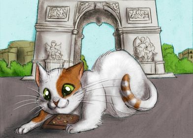 Cat and Arc de Triomphe