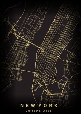 new york city map dark