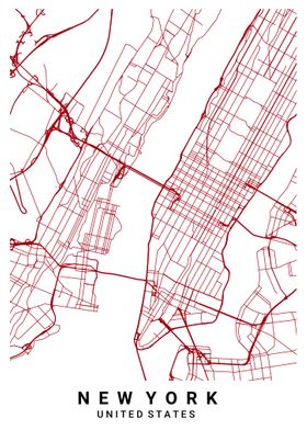 new york city map red