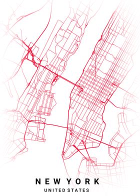 new york city map red