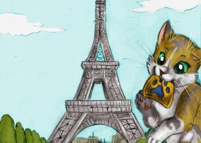 Cat and Eiffel Tower