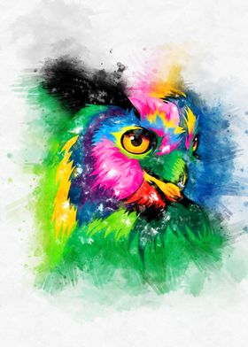 Owl Head Watercolor
