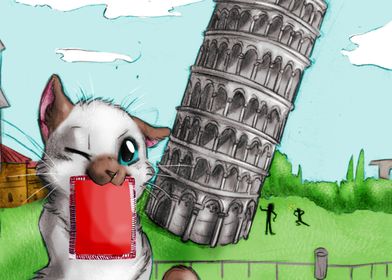 Cat and Tower of Pisa