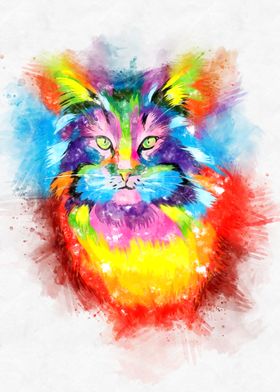 Cat Head Watercolor