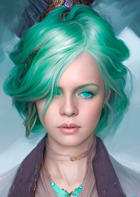 Green Haired Woman