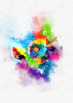 Lemur Head Watercolor