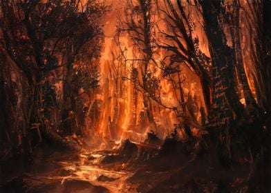 Burning forest