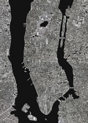 NYC map black New York